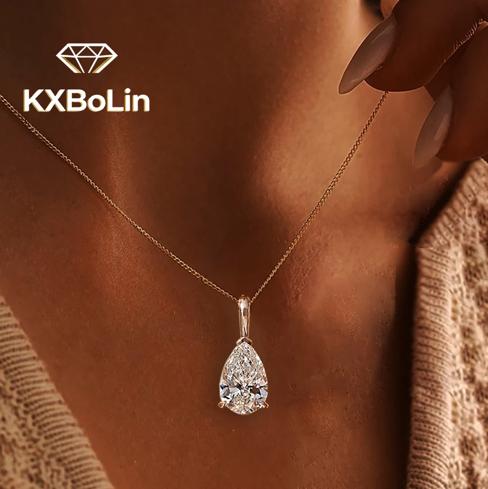 

1CT 2CT Waterdrop Solitaire Moissanite Pendant Necklace for Women 100% 925 Sterling Silver Pear Cut Lab Grown Diamond Neckchain