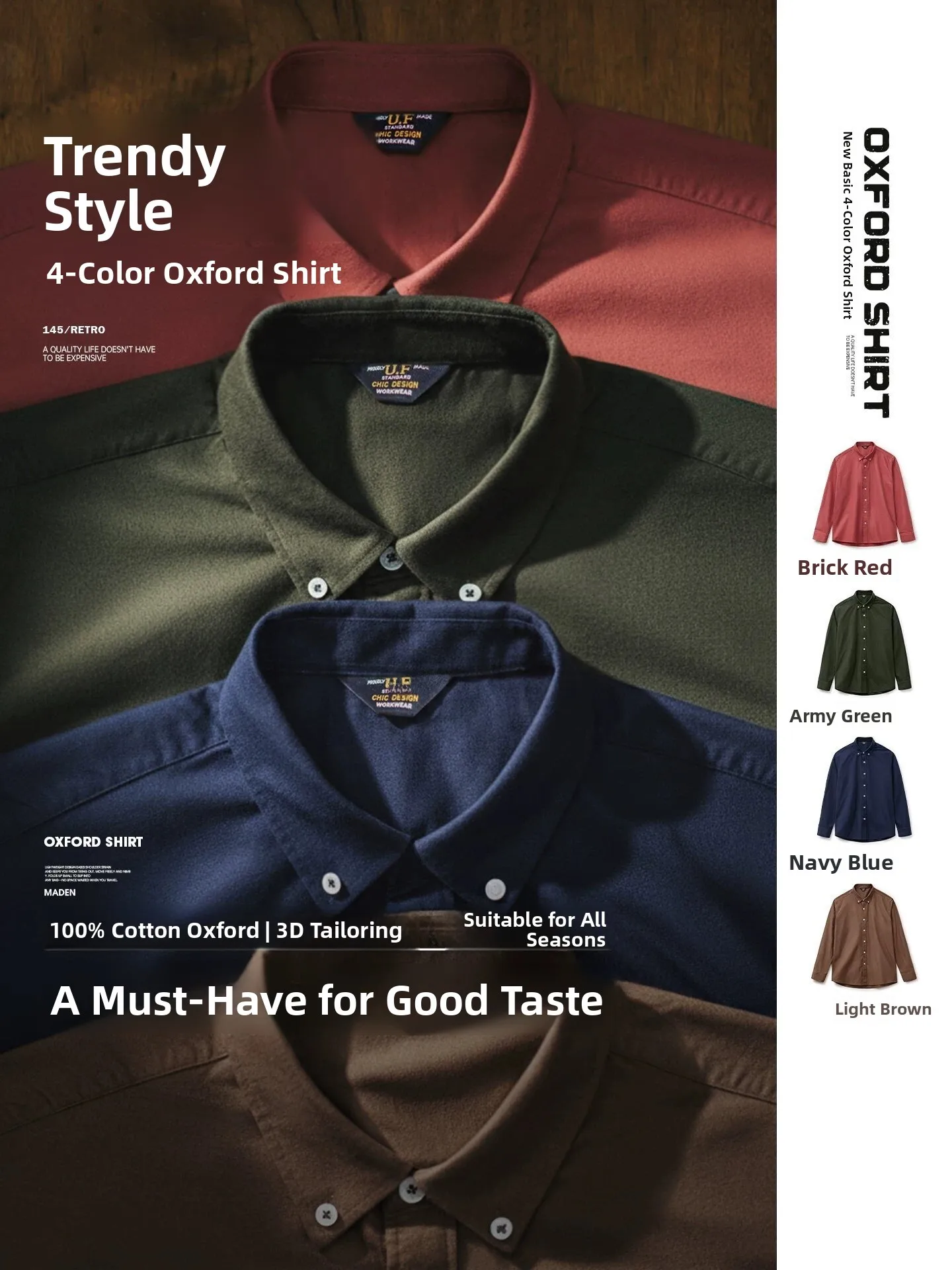 

Maden Casual Oxford Cloth Shirt Men's Long Sleeve Thin Cotton Spring Fashion Workwear American Leisure Color Jacket