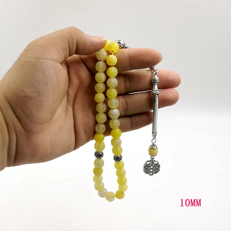 Tasbih Natural yellow agate stone muslim prayer beads bracelet islamic fashion accessories ramadan eid gift on hand