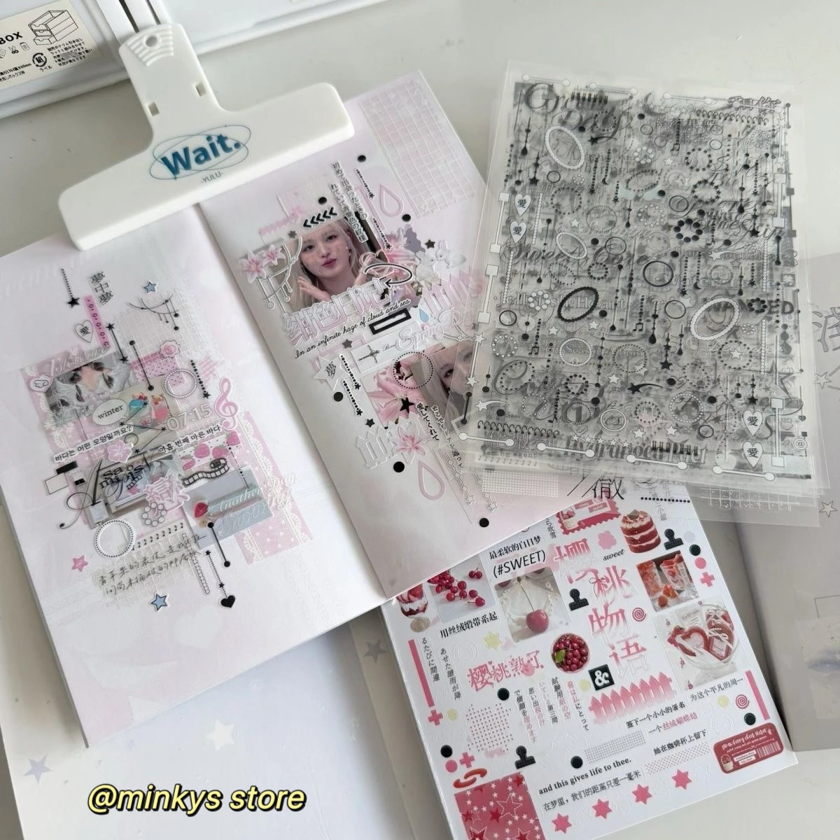 

MINKYS New Cute Sticker Book Set Kawaii Scrapbooking Stickers Journal Decorative Sticker Stationery