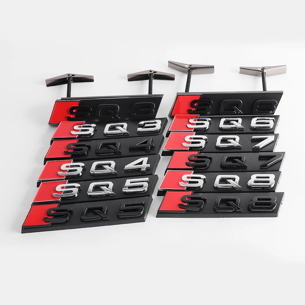 ثلاثية الأبعاد ABS غطاء السيارة الجبهة مصبغة شعار لاصقة تزيين لأودي SQ3 SQ4 SQ5 SQ6 SQ7 SQ8 شارة شعار السيارات التصميم تجديد الملحقات #1