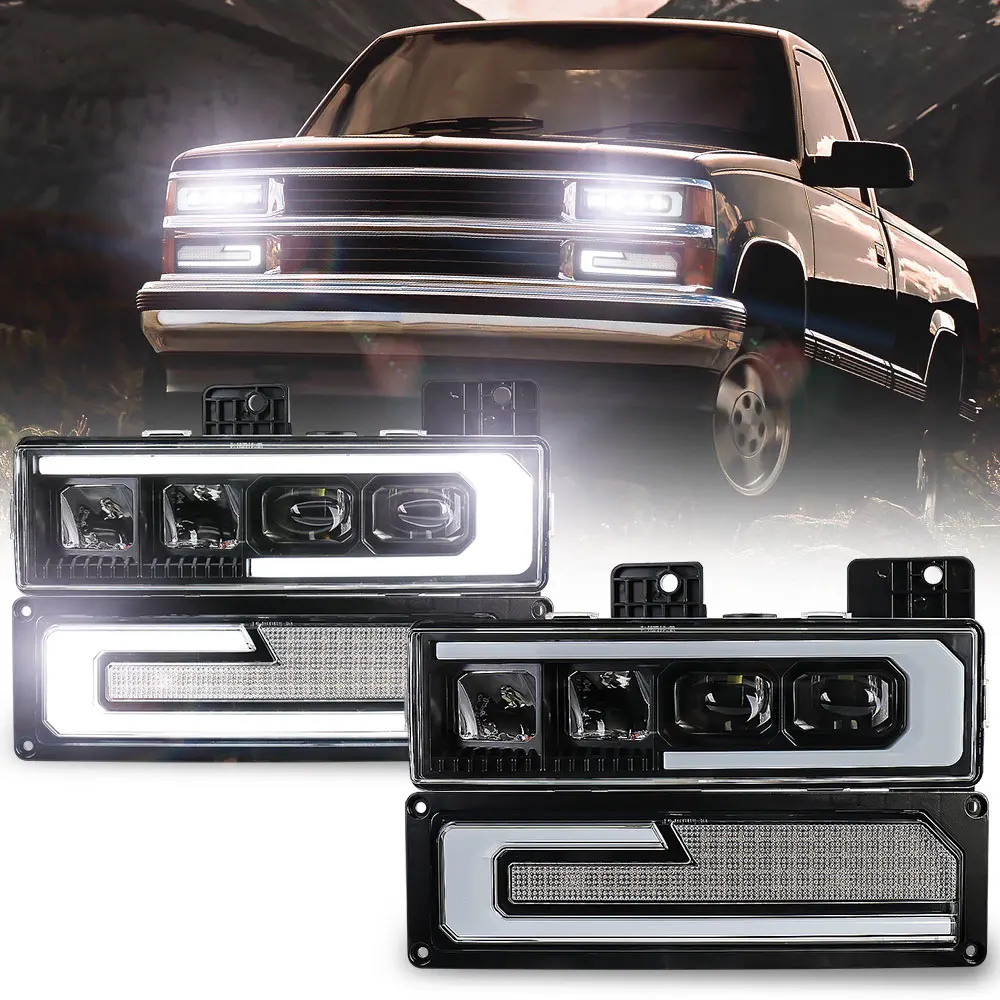 

OVOVS New Arrival Welcome Light Drl Turn Signal Lights+Led Headlight Kits For Chevy Gmc 1988-1998