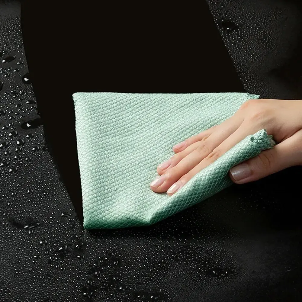 5/10pcs Cleaning Cloth For Windows Car Kitchen Mirror No Trace Reusable Fish Scale Rag Polishing Microfiber Glass Rag Lint-Free