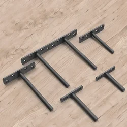 2Pcs Black Solid Steel Floating Shelf Bracket Blind Shelf Supports - Hidden Brackets for Floating Wood Shelves Mounting Bracket