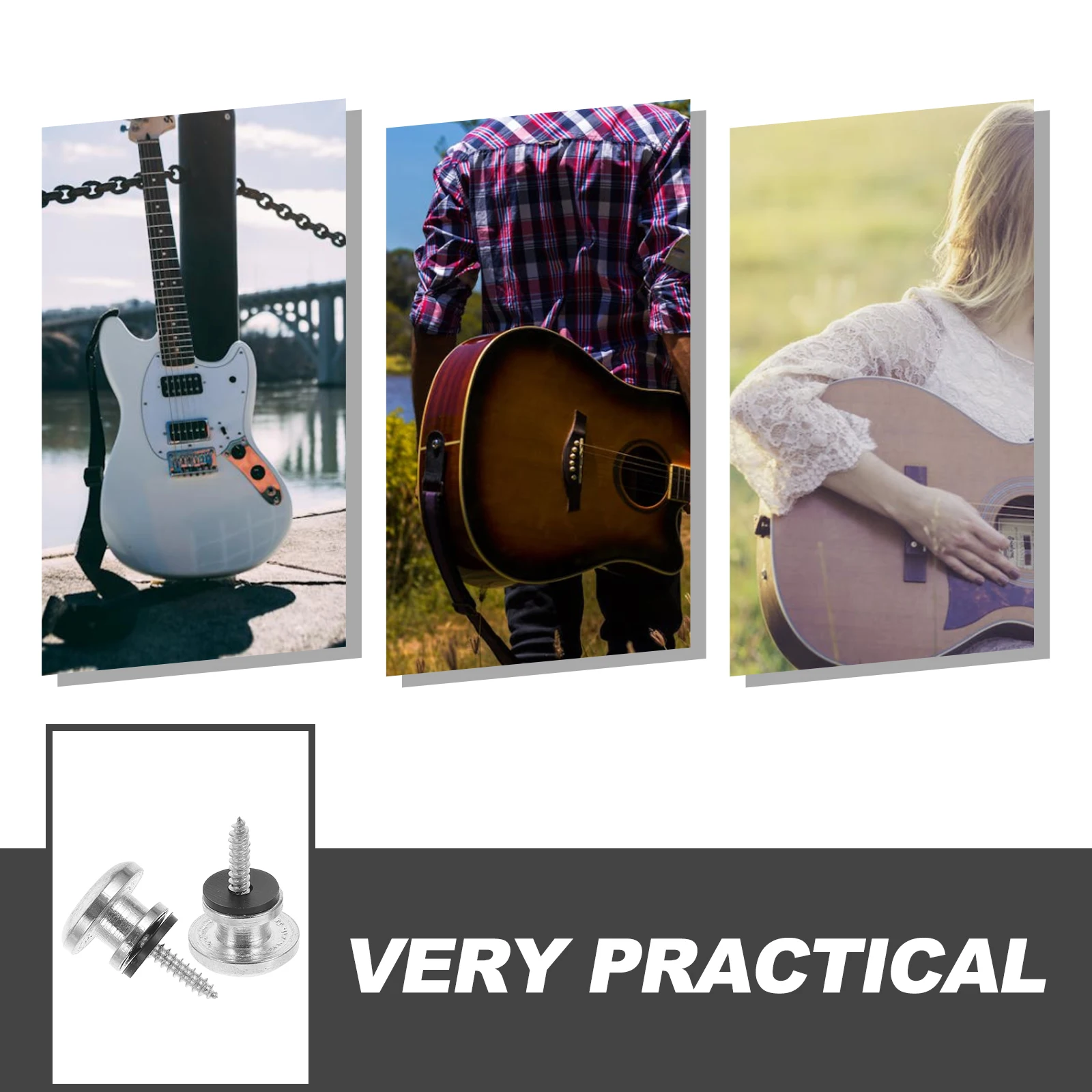 

2 Pcs Guitar Strap Buckle Acoustic Adapter with Lock Electric Accessories Zinc Alloy