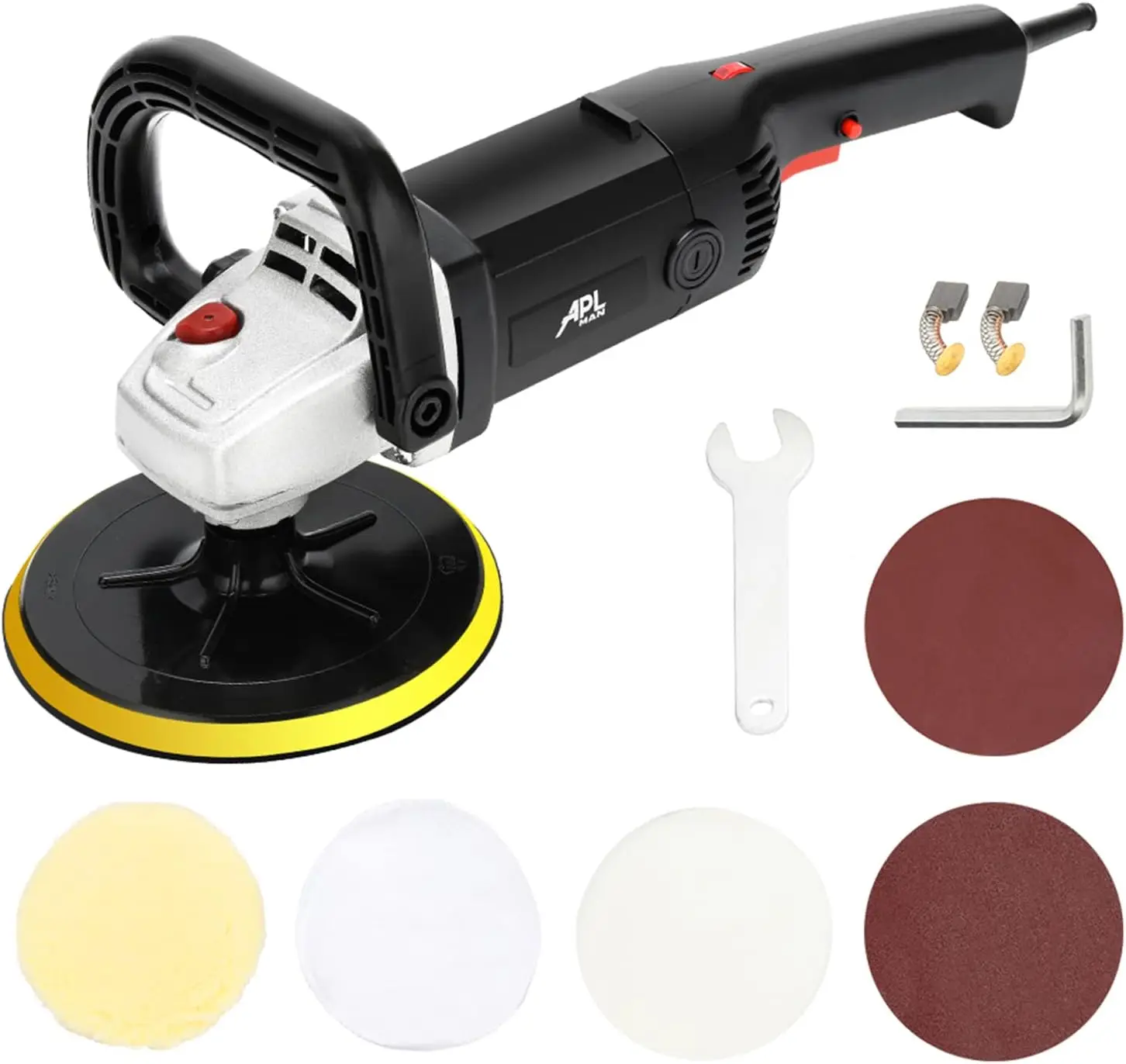 Buffer Polisher, 7 Inch Buffer Polisher For Car With 5 Polishing Pads,6 Variable Speed Detachable Handle, Ideal For Marble Slab