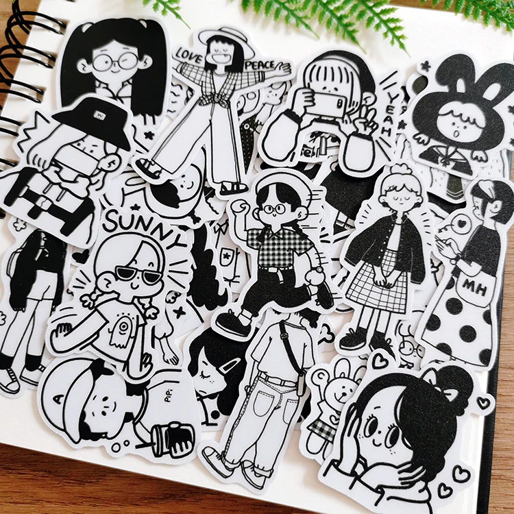 34PCS Simple cartoon girl Stickers Crafts And Scrapbooking stickers kids toys book Decorative sticker DIY Stationery