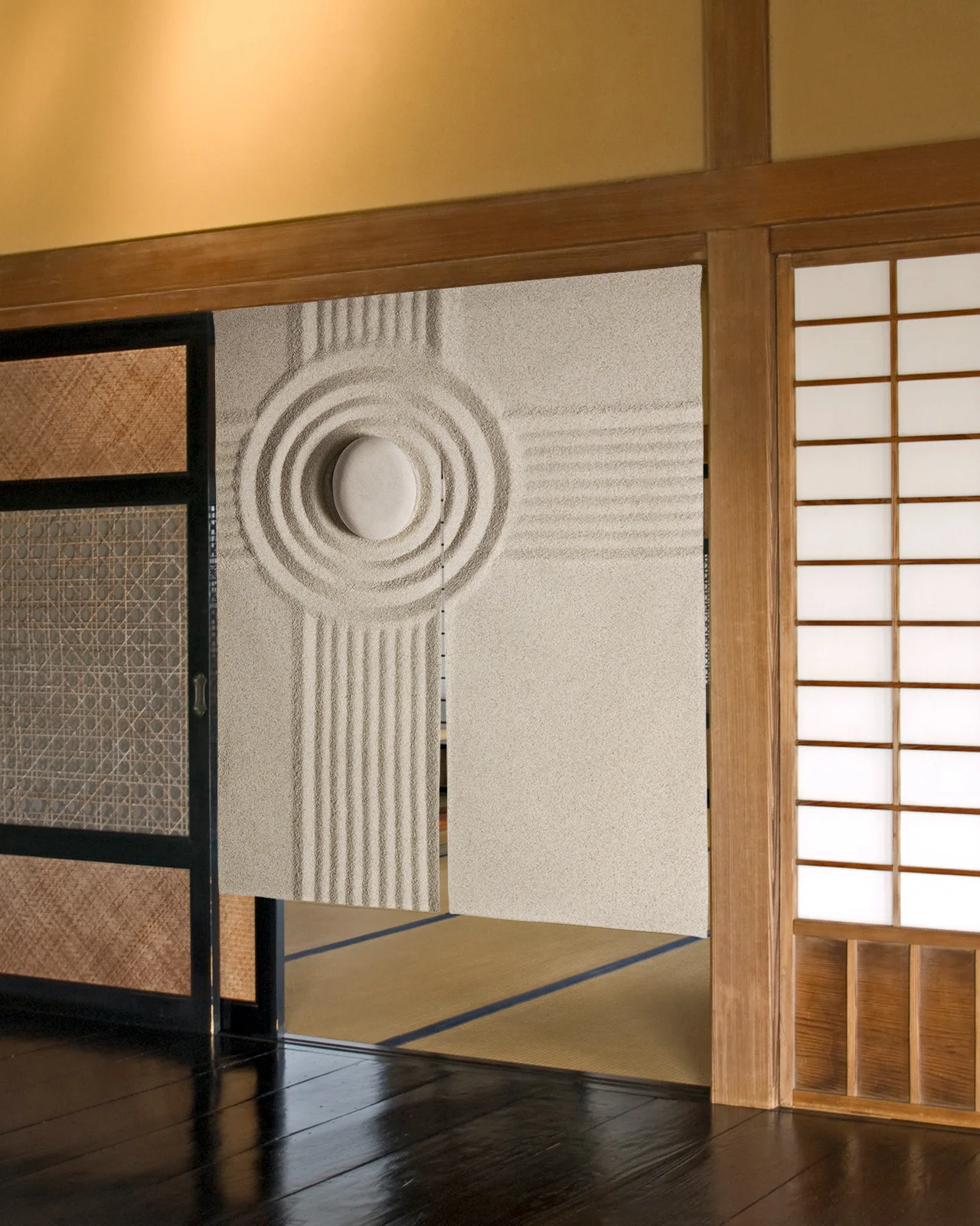 Zen Sand Stone Door Curtain Japanese Style Bedroom Partition Drapes Kitchen Entrance Hanging Half-Curtains