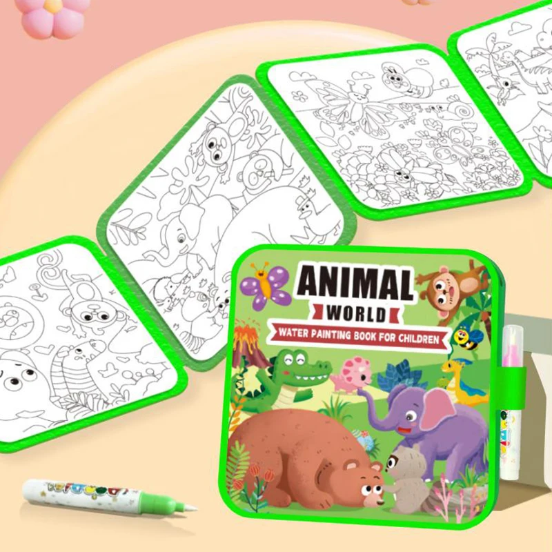 Libro para colorear con agua Montessori, pintura al agua reutilizable, añade agua para revelar colores vibrantes