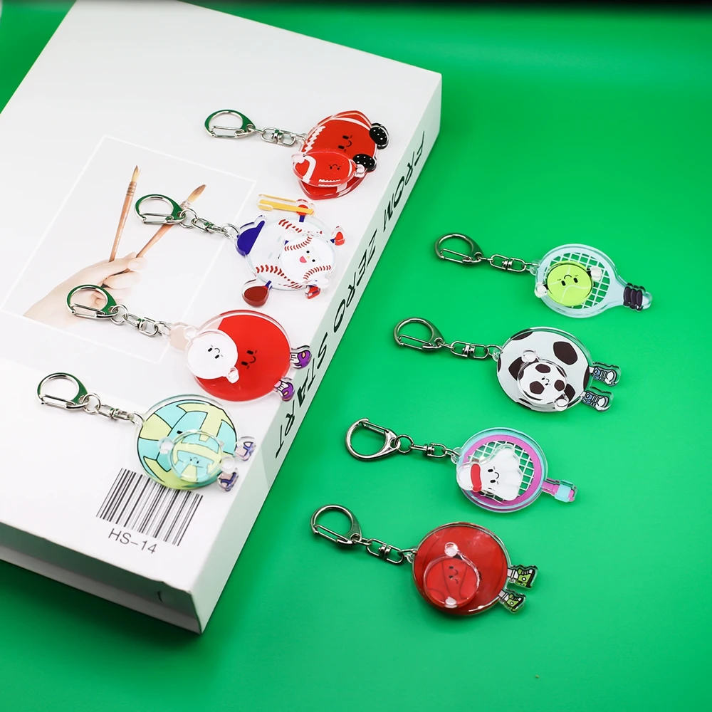 6 個ランダムカラフルなミニフィジェットフィンガースピナー回転キーホルダースポーツスタイル指先スピナーストレスリリーフ感覚おもちゃ