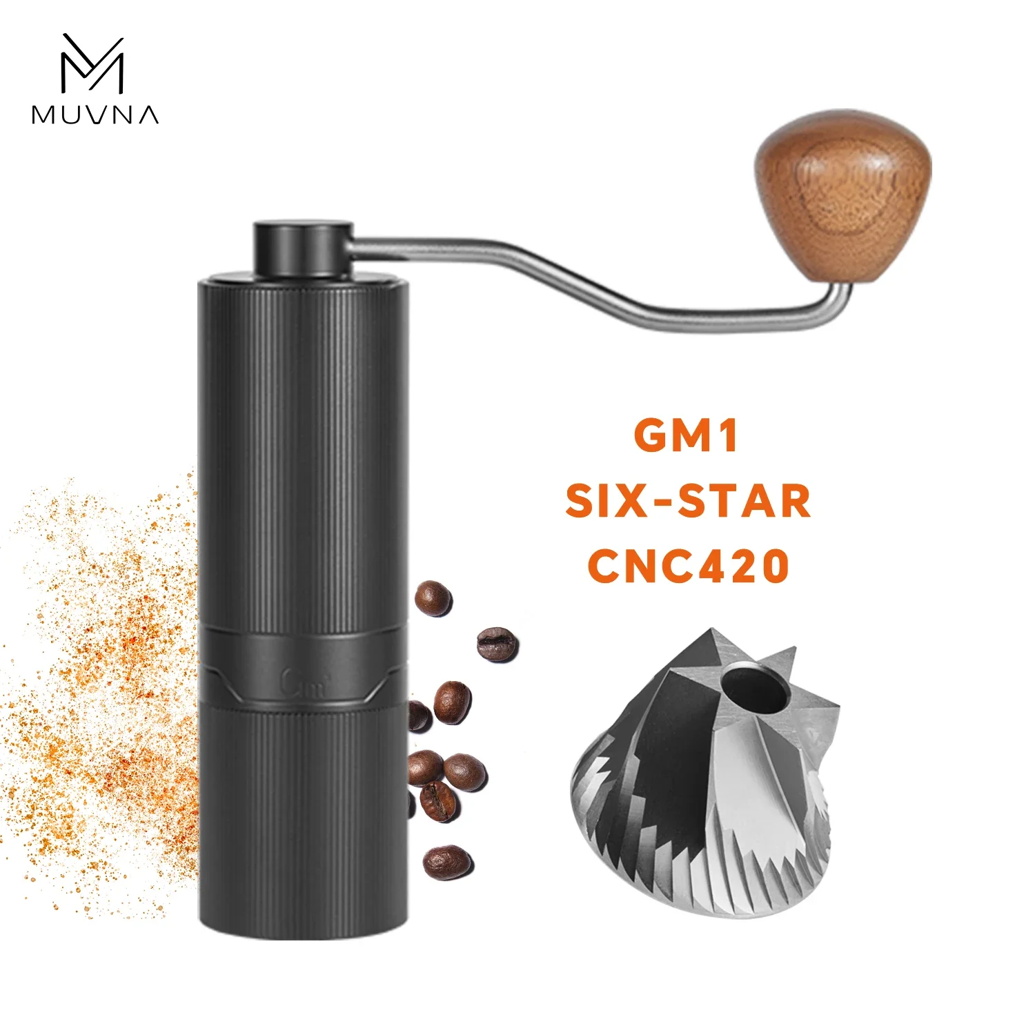 NIEUWE MUVNA GM1 handmatige espressomolen, koffiebonenmolen, 420 roestvrij staal, verstelbare 6-sterren conische maalschijven.