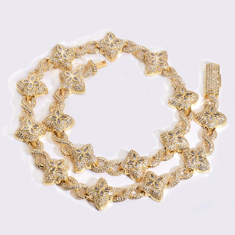 

Hip Hop AAA+ Cubic Zirconia Bling Iced Out Infinity Crosses Link Chain Necklaces for Men Rapper Jewelry Gold SIlver Color