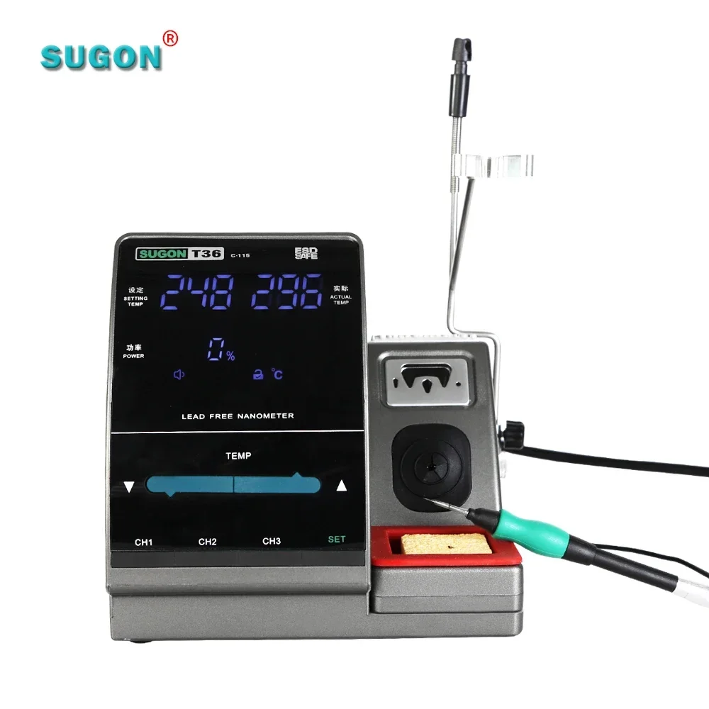 2026/Use 115 Tips Sugon T36 Digital Soldering Iron Phone Repair 40W Kit Hot Air Rework Station For Mobile Repair