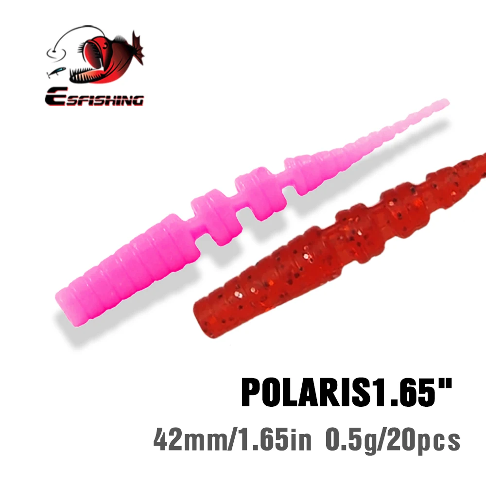 ESFISHING Polaris 42mm Sinking Artificial Silicone Soft Worm Baits Softness Pesca Tackle Winter Ice Fishing Lures