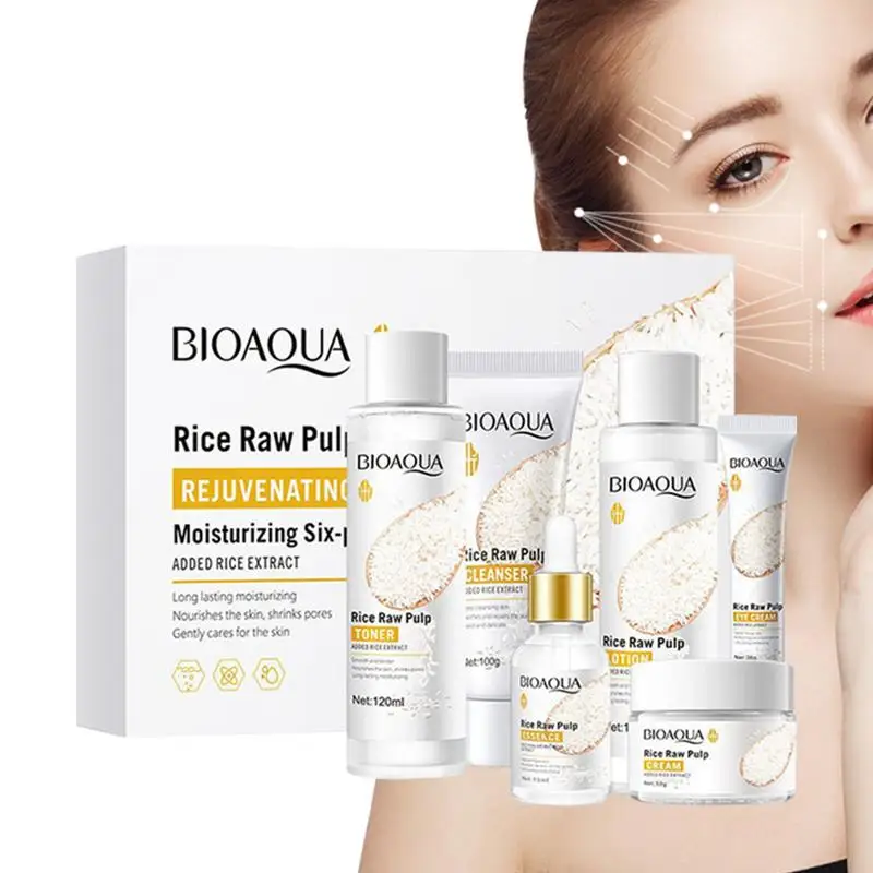 

Rice Raw Pulp Skin Care Sets Face Mask Facial Serum Eye Cream Firming Moisturizing Skin Brightening Beauty Face Care