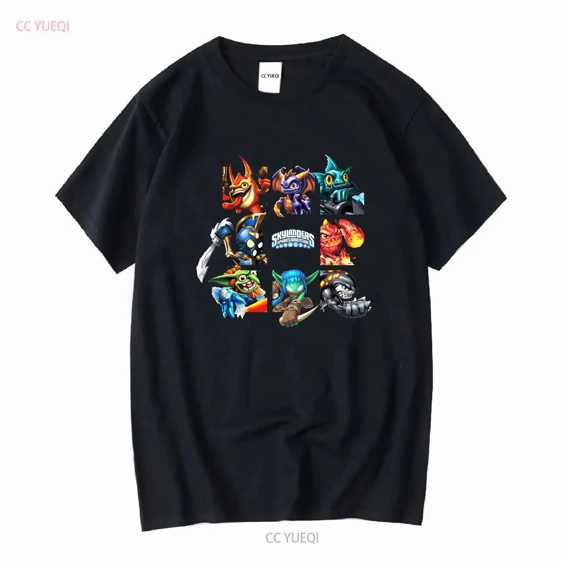 Camiseta Skylander para jóvenes, talla mediana, color negro, Spyros Adventure, colorida, Acti, mangas largas, vintage, estilo streetwear, elegante para hombre