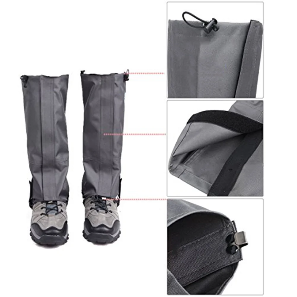 

Waterproof Warm Leg Gaiters Deep Grey Adjustable Drawstring Anti-Slip Oxford Fabric For Hiking Skiing Walking Climbing