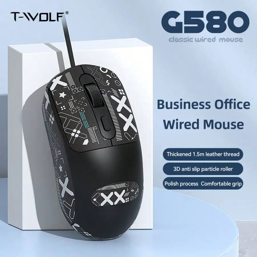 

G580 gaming mouse with anti-slip sticker wired minimalist premium feel is the 'Dog Non King Mouse' for office use