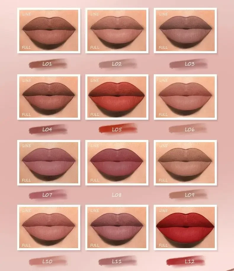 وجه سر بطانات مقاومة للماء ماكياج محدد الشفاه 12 لون ماتي المخملية قلم أحمر الشفاه/ليبتينت طويلة الأمد مقاوم للماء الشفاه تينت #2