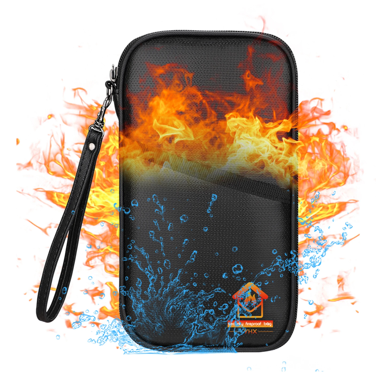 

Fireproof Document Bag Passport Holder Fireproof and Waterproof Money Bag Silicone Coated Fiberglass Safe Storage Pouch w/Zipper
