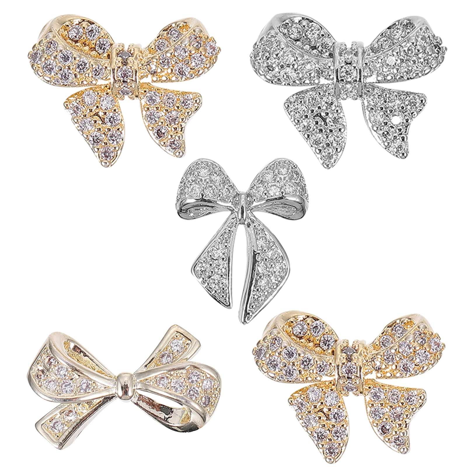 5 uds joyería de uñas diamantes de imitación Bowknot manicura DIY decoración de uñas cristales tachuelas para uso profesional en el hogar