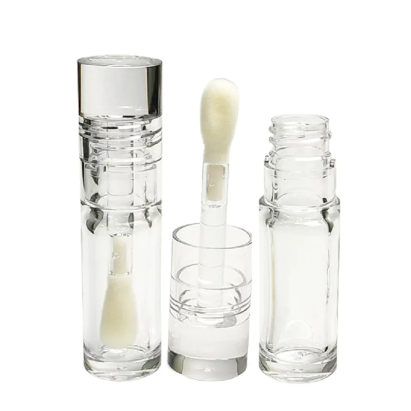 Lip Gloss Tubes Clear Container 5.5ml Empty Liquid Lipstick Round Crystal Jumbo Sponge Wand Lipgloss Tube with Brush