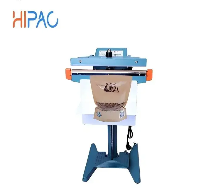 Hipac Heat Band Sealer Plastic Bag Foot Operated Pedal Best Price Vertical Model Film Aluminum Plastic Sealing Machine