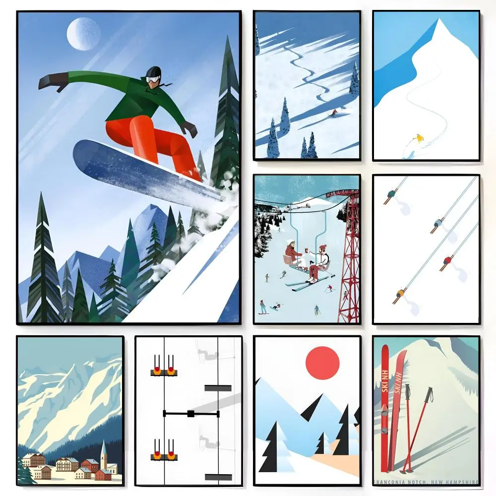 Anime Sentimental Winter Ski Illustration Art Poster American Film Mural Home Childrens Room Wall Decor Print