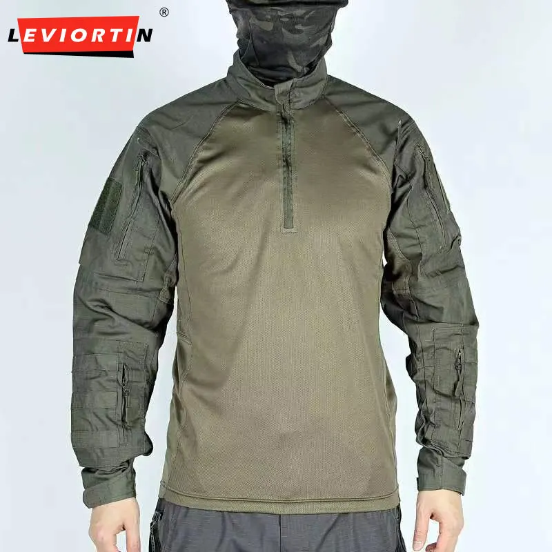 New Pioneer Tactical Frog Coat Camouflage Coat Men's Outdoor Training Wear resistant Breathable Long Sleeve Top CP Camouflage