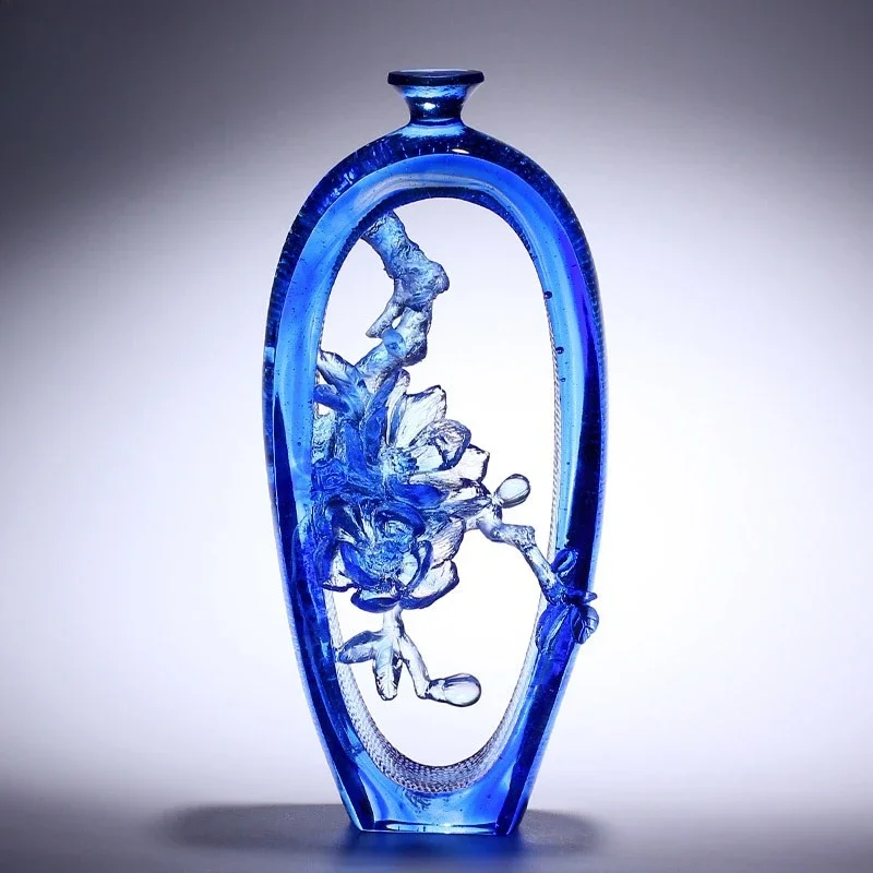 عمل فني مزجج مزهرية ماغنوليا زخرفة كريستال غرفة المعيشة مدخل خزانة الجدول الديكور هووسورمينغ هدية حروف