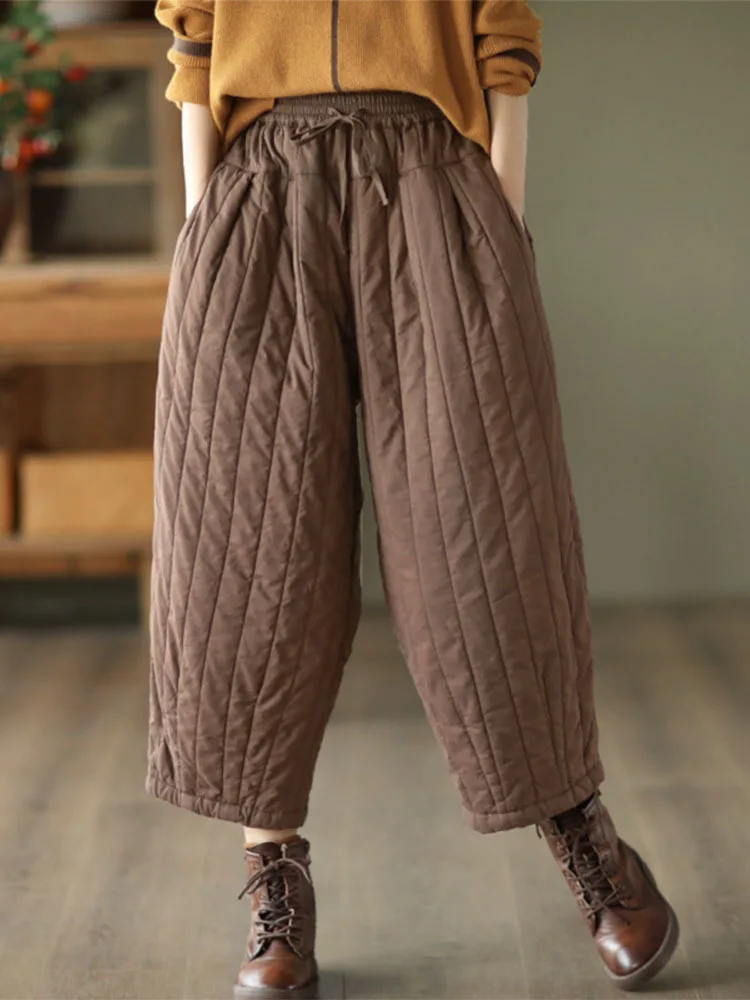 Max LuLu 2022 Womens Winter Fashion Loose Vintage Warm Padded Wide Pants Female Luxury Casual Thicken Trousers Harajuku Clothes