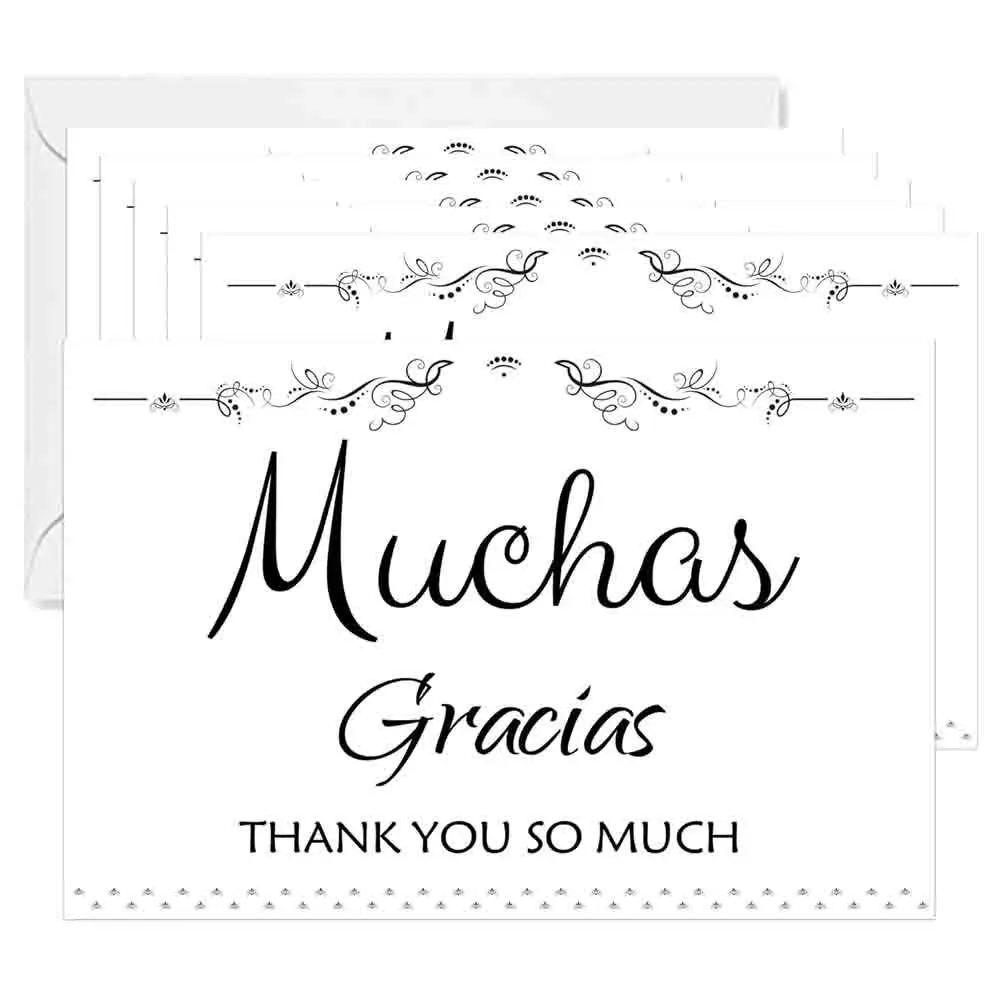 4x6Inch Muchas Gracias Thank You Very Much Cards with Envelopes Gracias Cards Spanish Thank You Cards for Bridal Showers 10Pack