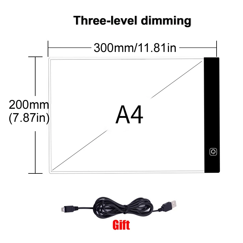 A4/A5 LED Light Box Tracer USB Cable Dimmable Brightness LED Artcraft Tracing Light Box Light Pad for Artists Drawing Sketching