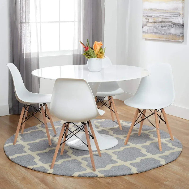 

Pre Assembled Style Mid Century Modern DSW Shell Lounge Plastic Kitchen, Dining, Bedroom, Living Room Side Chairs Set of