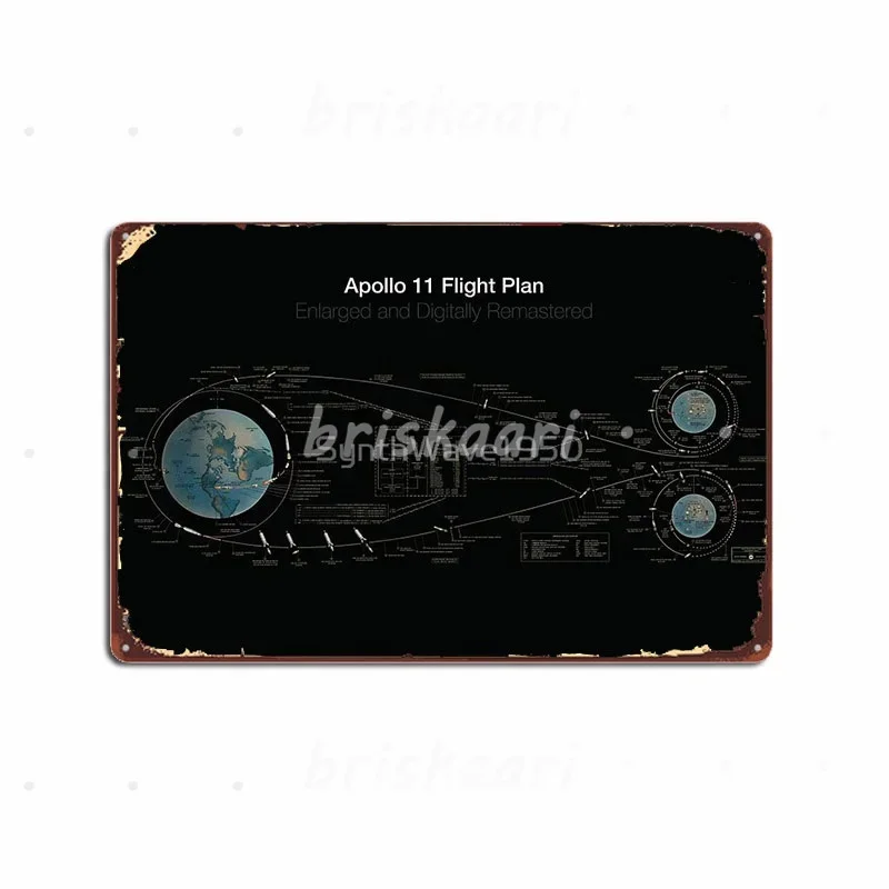 Apollo 11 Flight Plan Enlarged And Digitally Remastered Metal Signs Pub Club Bar Retro Plates Metal Posters