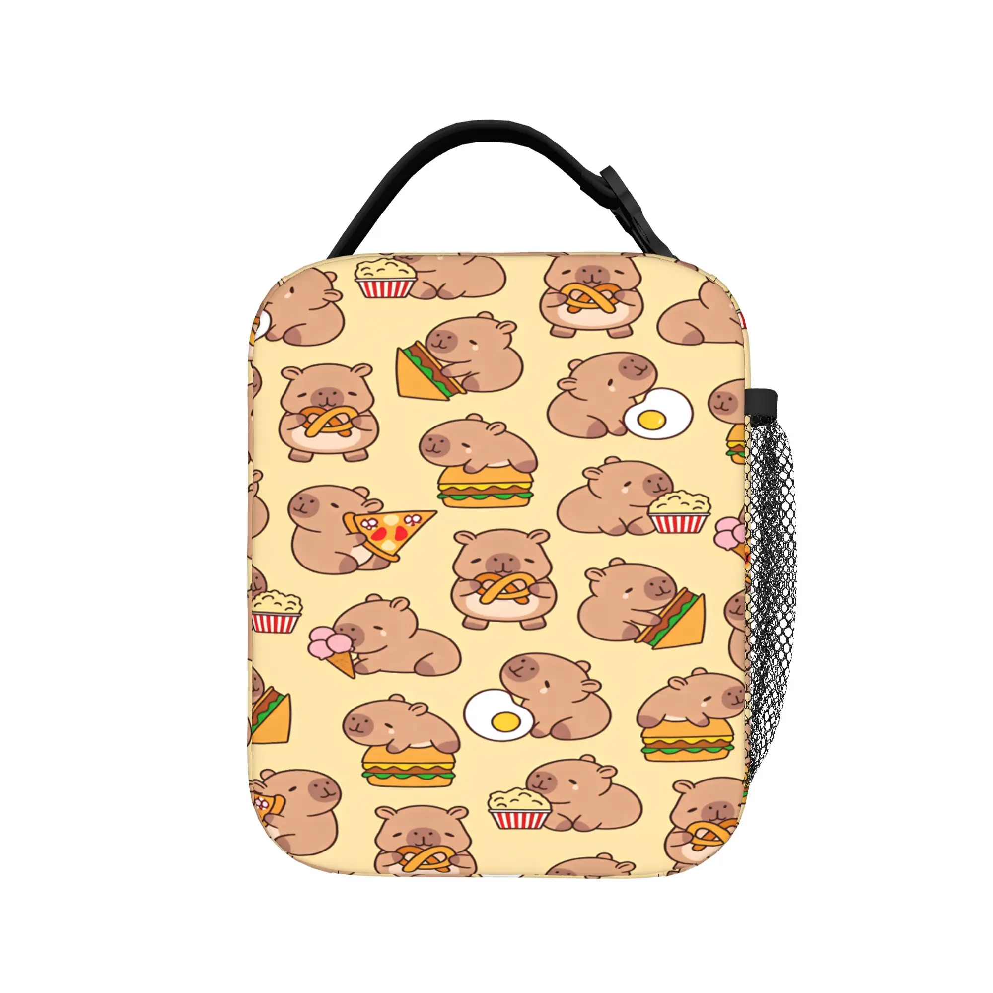 Capybara Cartoon  Lunch Bag  Outdoor Picnic Lunch Box For Child Vintage Print Tote Food Bags Waterproof Convenient Cooler Bag