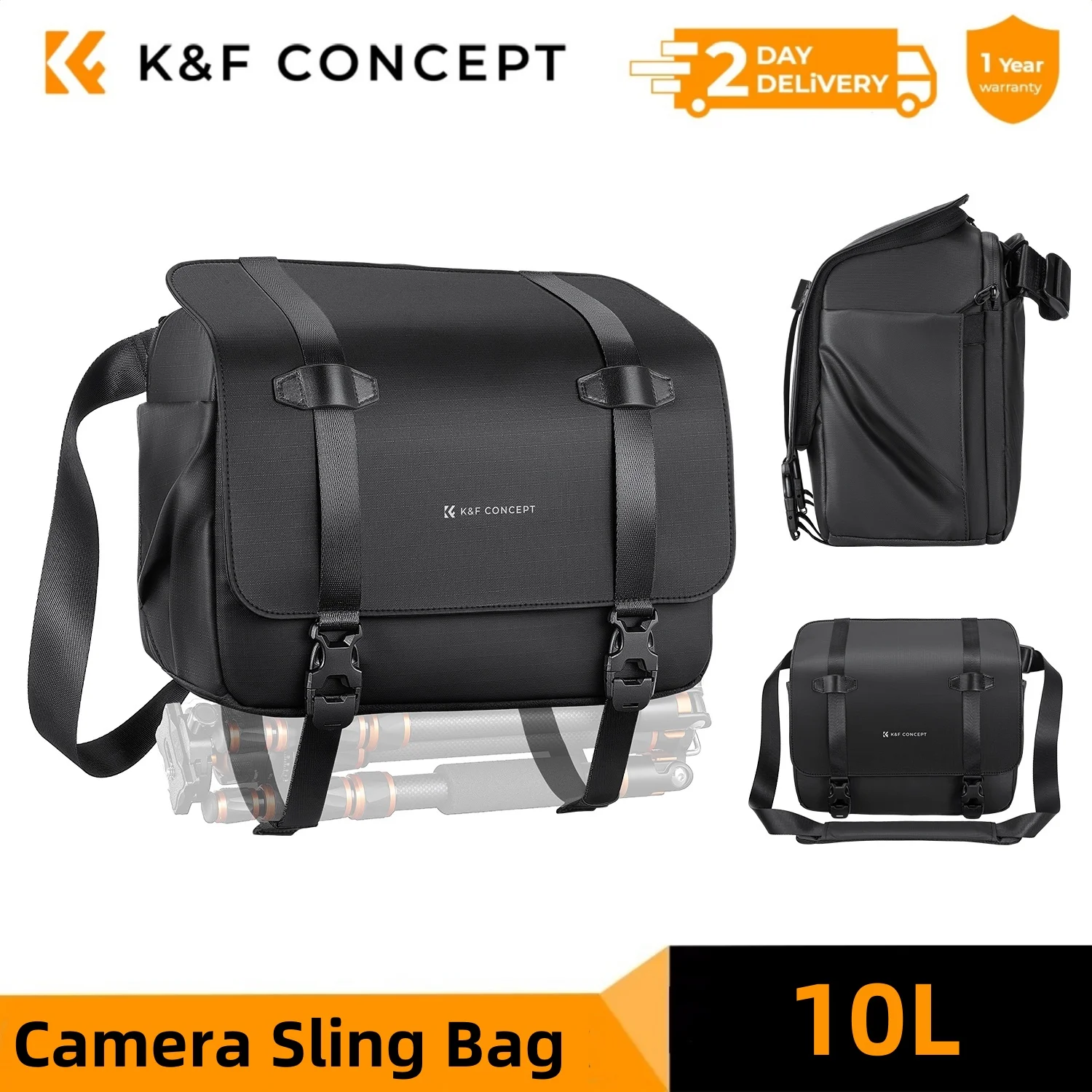 Torba fotograficzna K&F CONCEPT 10L, plecak na ramię, torba crossbody na aparat do Sony Nikon Canon DSLR z uchwytem na statyw
