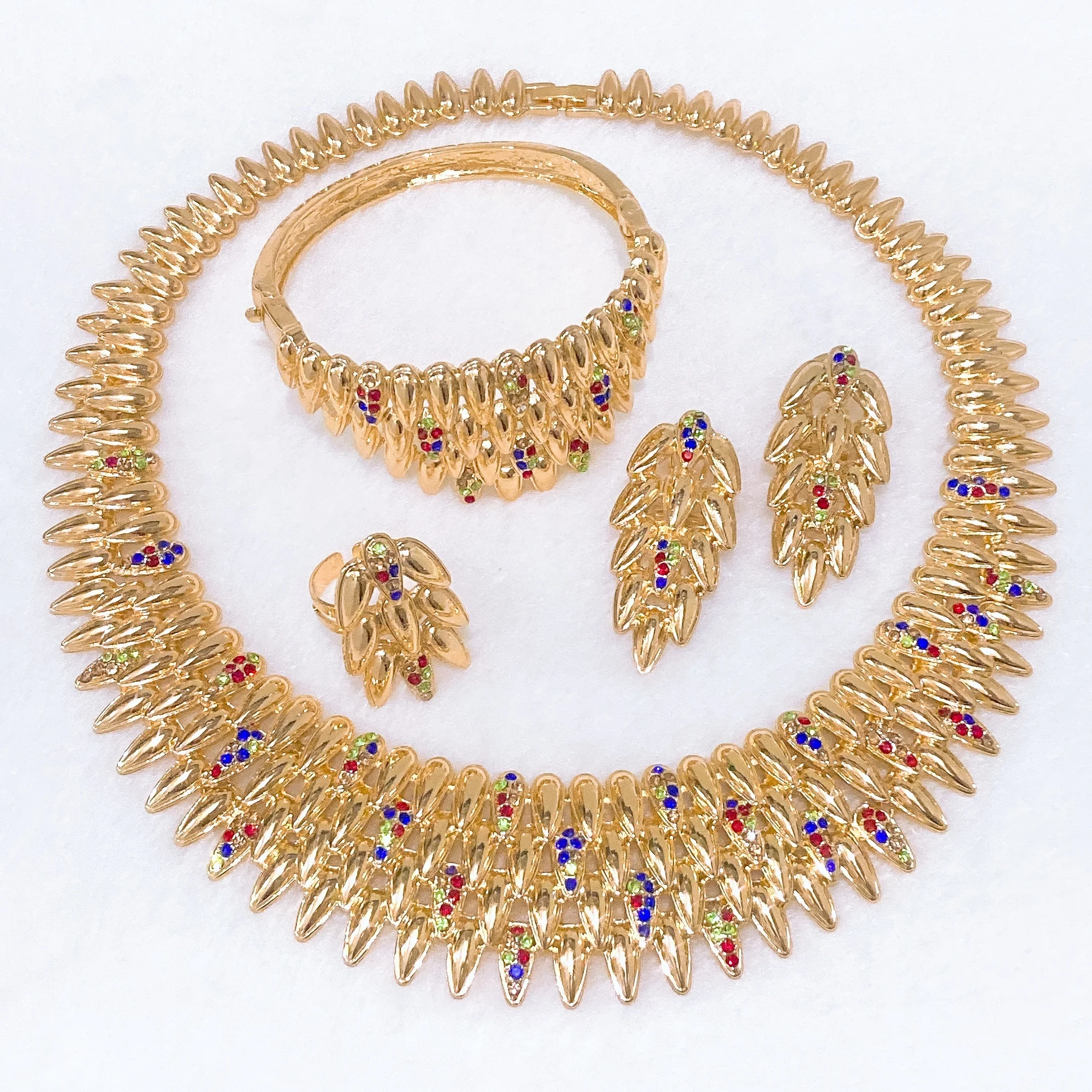 set-di-gioielli-italiani-unici-con-semi-di-girasole-e-strass-fantasia-con-portachiavi-collana-bracciali-spilla-pendente-tentacoli-anello-set-4-pezzi