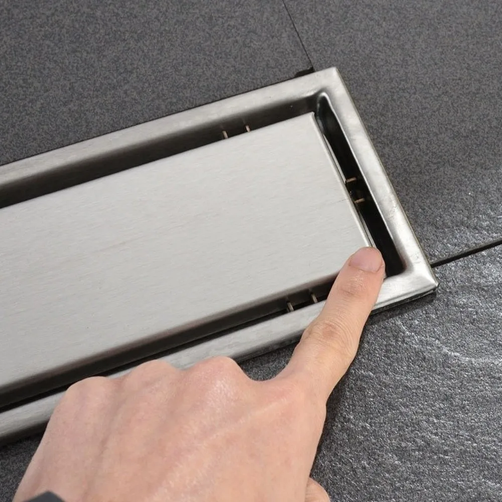 

304 Stainless Steel Invisible Floor Drain Quick Drainage Removable Cover Linear Floor Drain Odor-Resistant Long Strip