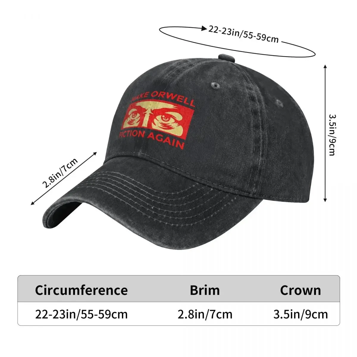 MAKE ORWELL FICTION AGAIN Baseball Cap Hat Baseball Cap Sun Hat For Children Streetwear Anime Women's Hats For The Sun Men's