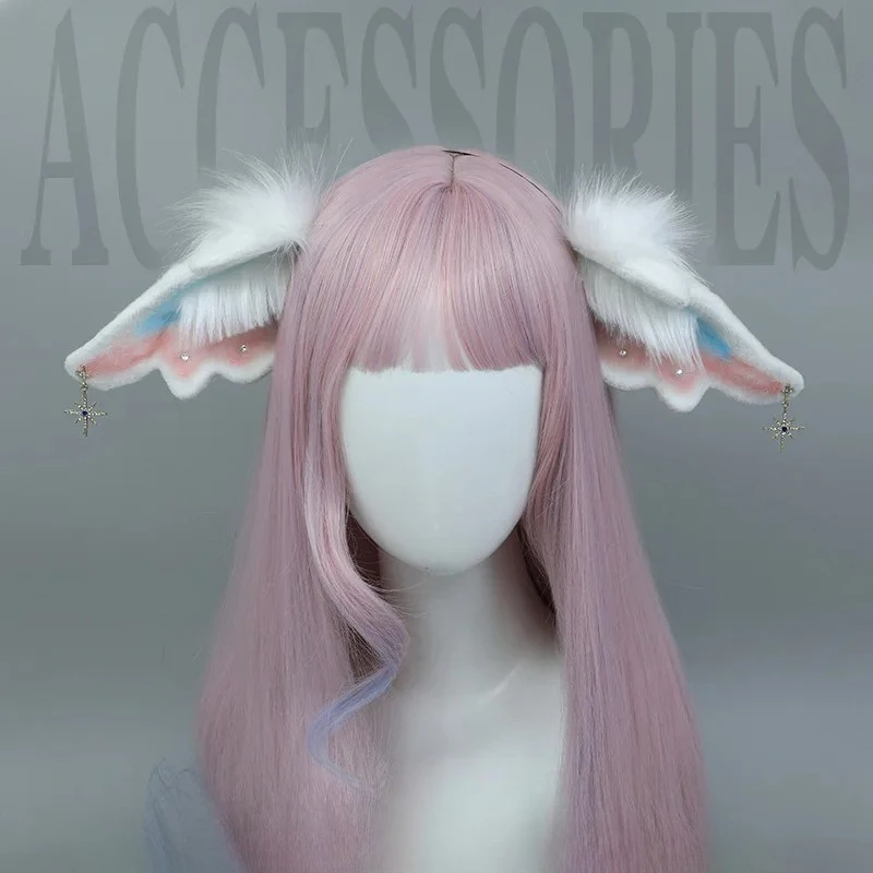 Furry Fluffy Sheep Ears Hair Hoop Angel Simulation Headband for Girls Anime Cosplay Live Stream