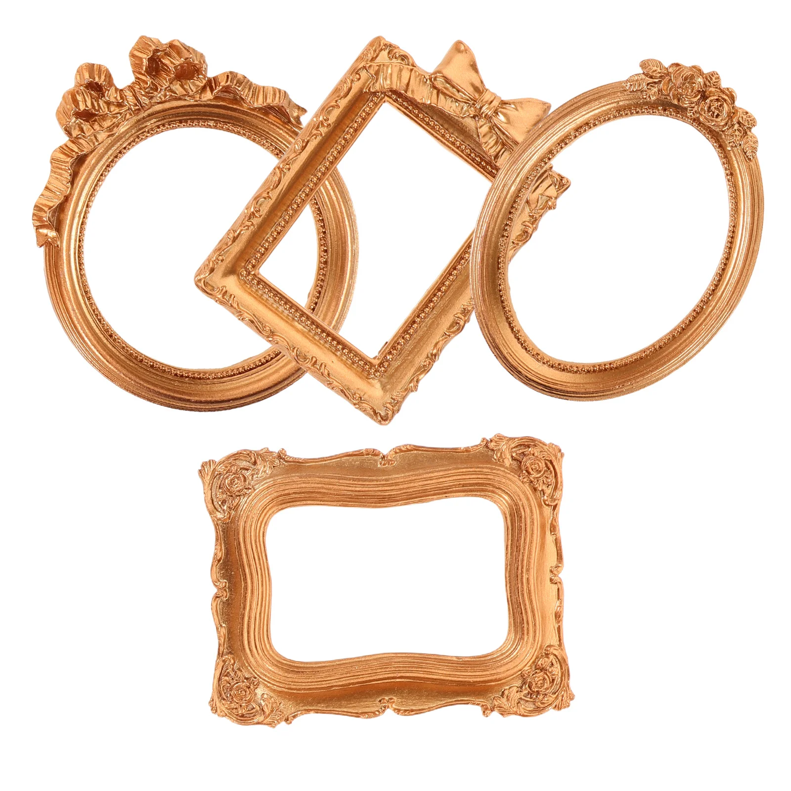 

4 Pcs Retro Photo Frame Frames Jewelry Desktop Photobooth Pictures Resin Mini