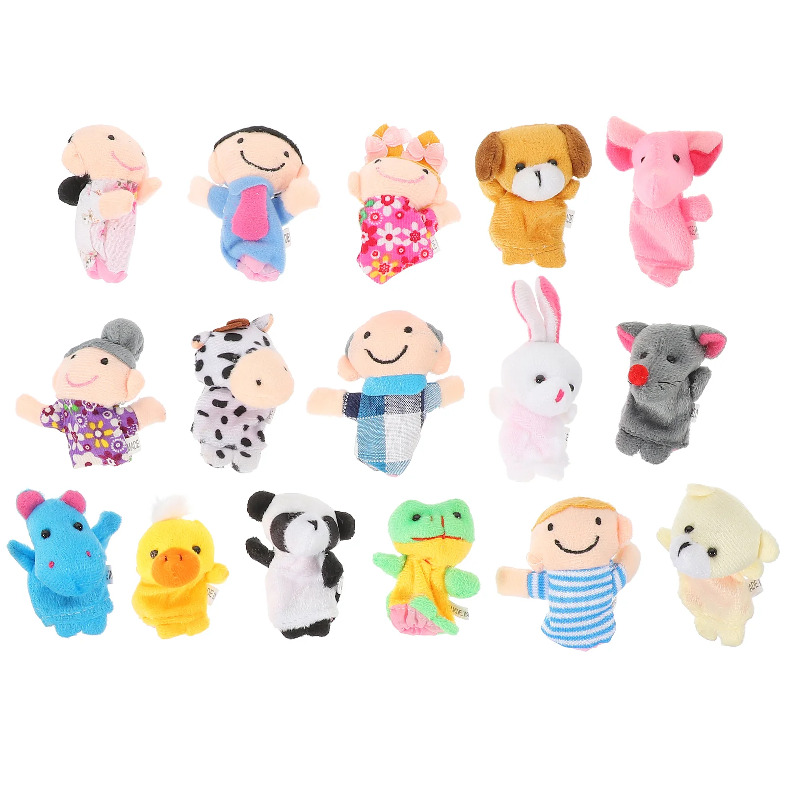 16pcs Finger Puppets Story Time Finger Props Toy Animals and Family Members Finger Puppets Mixed Style