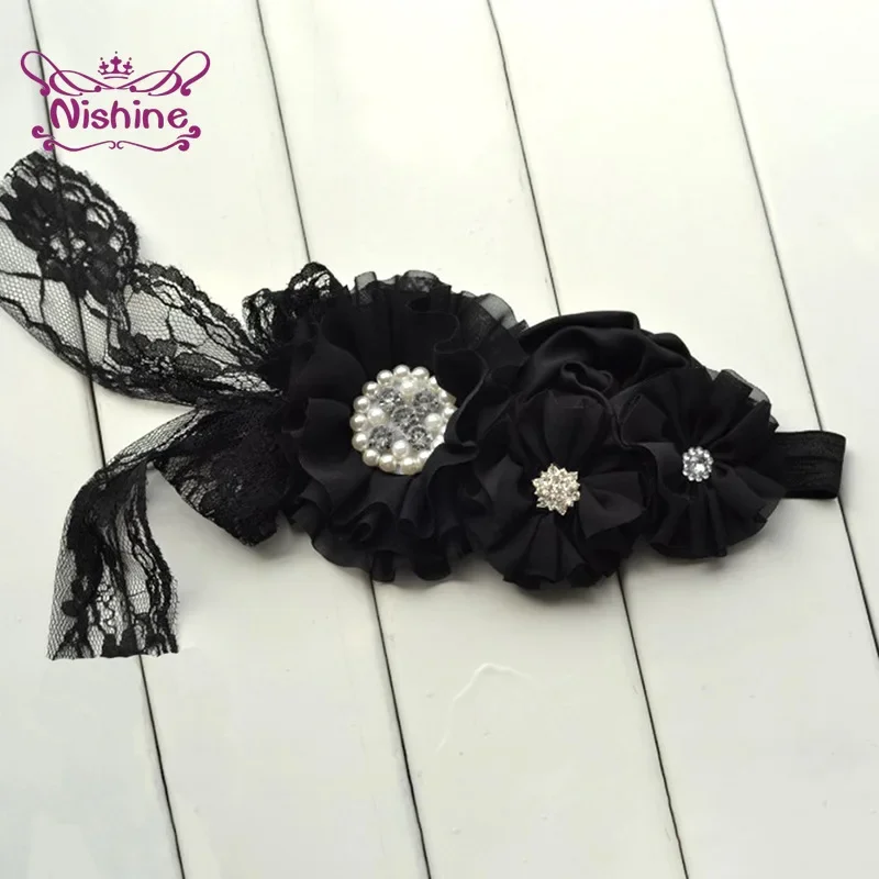 1PCS Lace Children Headband Baby Girls Pearl Flower Hair Accessories Headwear Newborn Floral Turban Kids Birthday Gifts