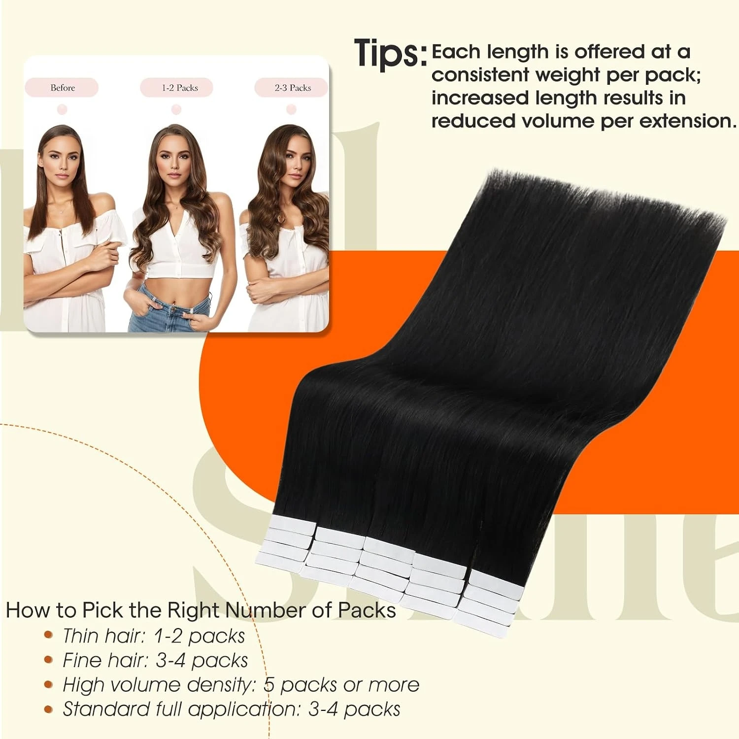 Full Shine Tape on Hair Extensions Remy Straight Natural Hair Pure Color Double Sided Tape for Women