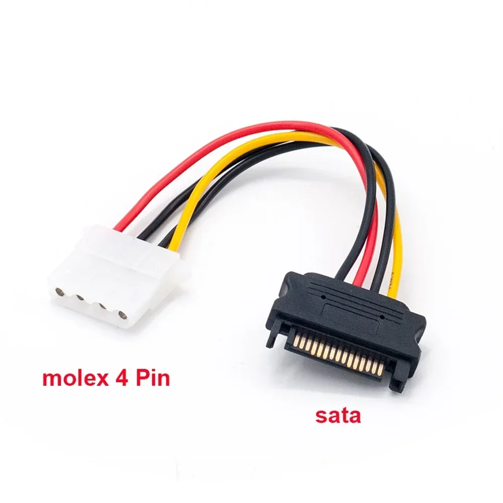 4 Pin Molex IDE To 15 Pin SATA Power Cable Male To Female SATA Extension Cord Hard Drive Disk Power Supply Cable Adapter For PC