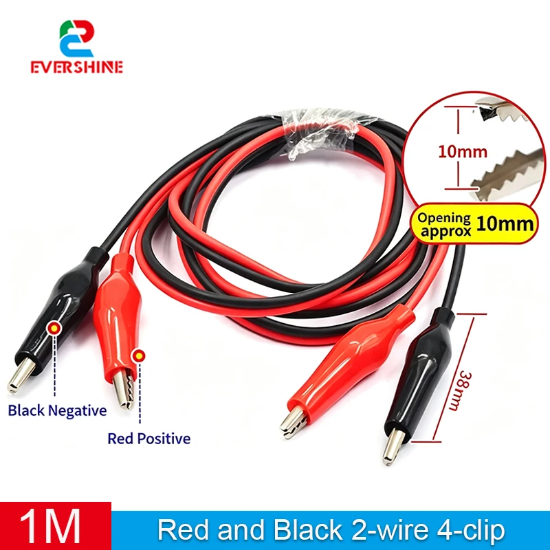 1M Alligator Clip Test Lead Wire 2*0.5mm² 5A Red Black Jumper Cable 4 Clips Double End Alligator Clip Wire for Laboratory