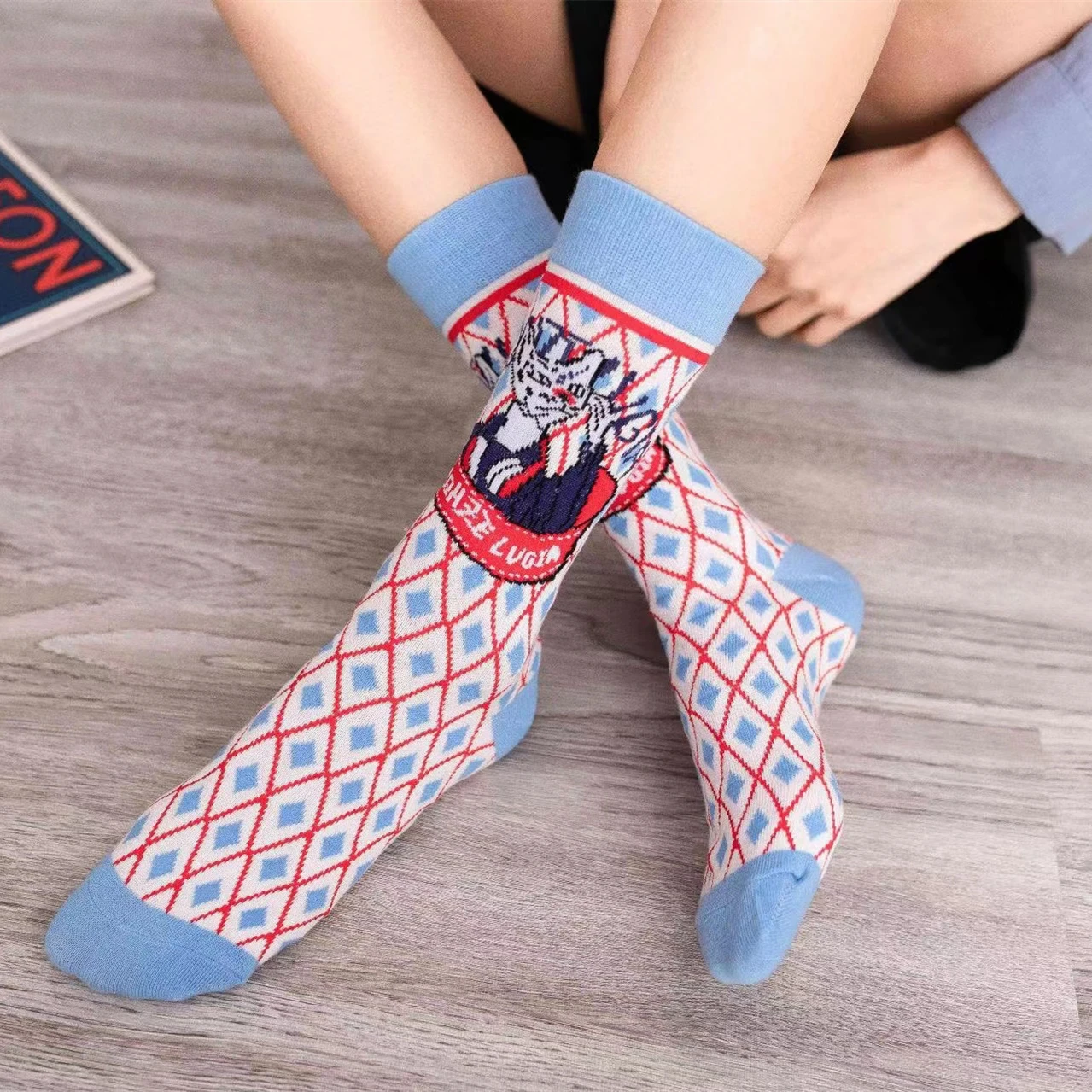 5Pairs Women Socks With Print Cartoon Cotton Comfortable Socks For Ladies Middle Tube Socks