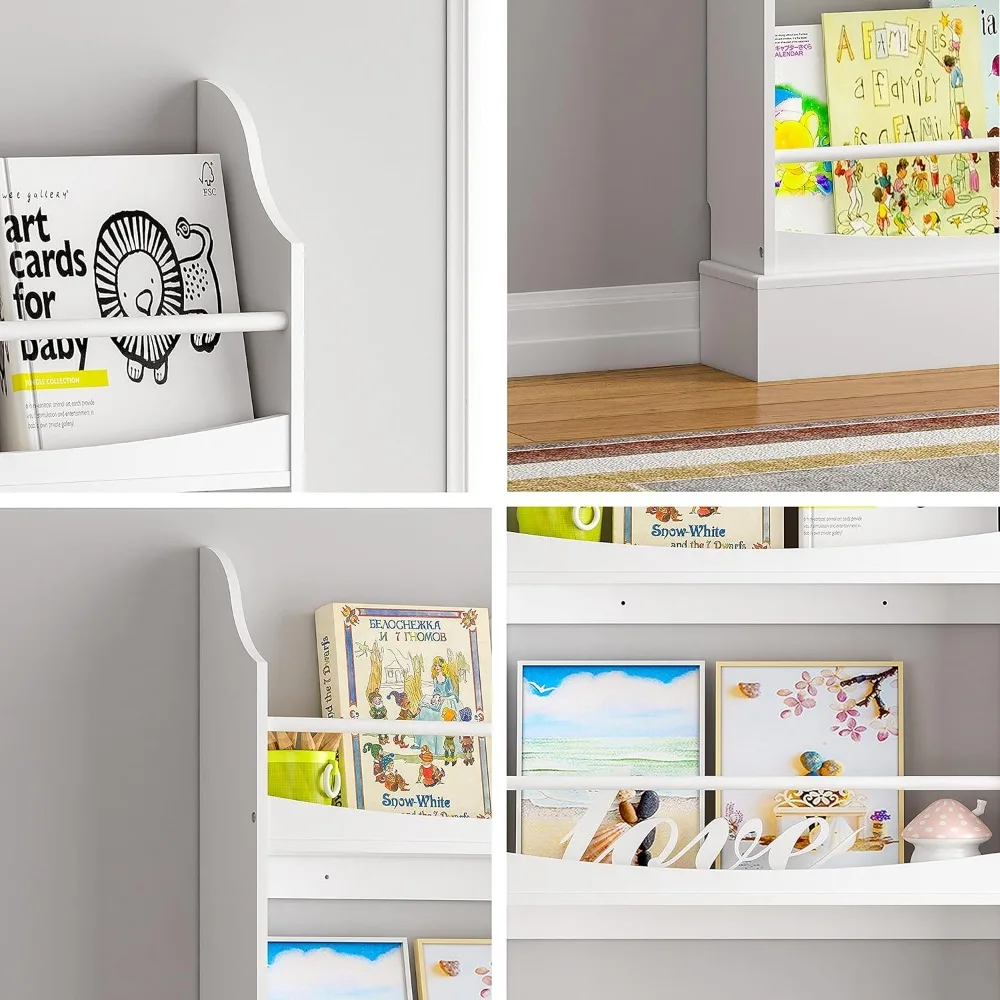 Libreria per bambini, librerie e contenitori per bambini a 4 livelli, libreria per bambini a parete per camera da letto, soggiorno studio