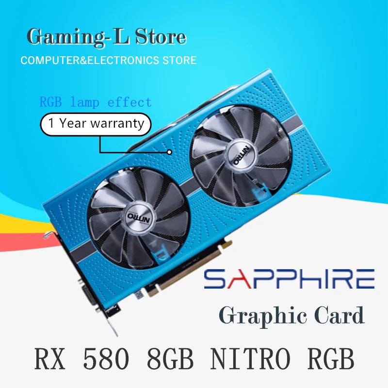 

SAPPHIRE RX 580 8GB NITRO Graphics Cards GPU Radeon RX 580 GME 8GB Nitro AMD Video Card Desktop PC Screen Computer Game Map